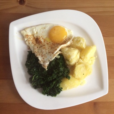 Kartoffeln mit Spinat und Ei